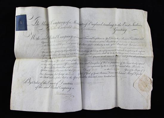 A George III Order of Appointment to Walter Caulfield Lennon Gentleman, 13 x 18.5in.